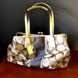 Coach handbag gold and tan colour